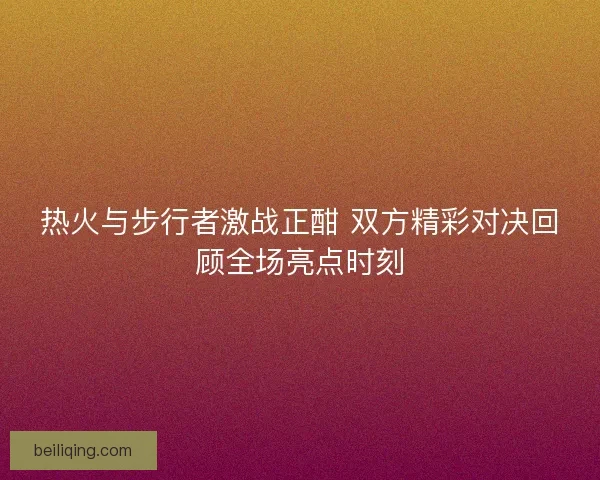 热火与步行者激战正酣 双方精彩对决回顾全场亮点时刻
